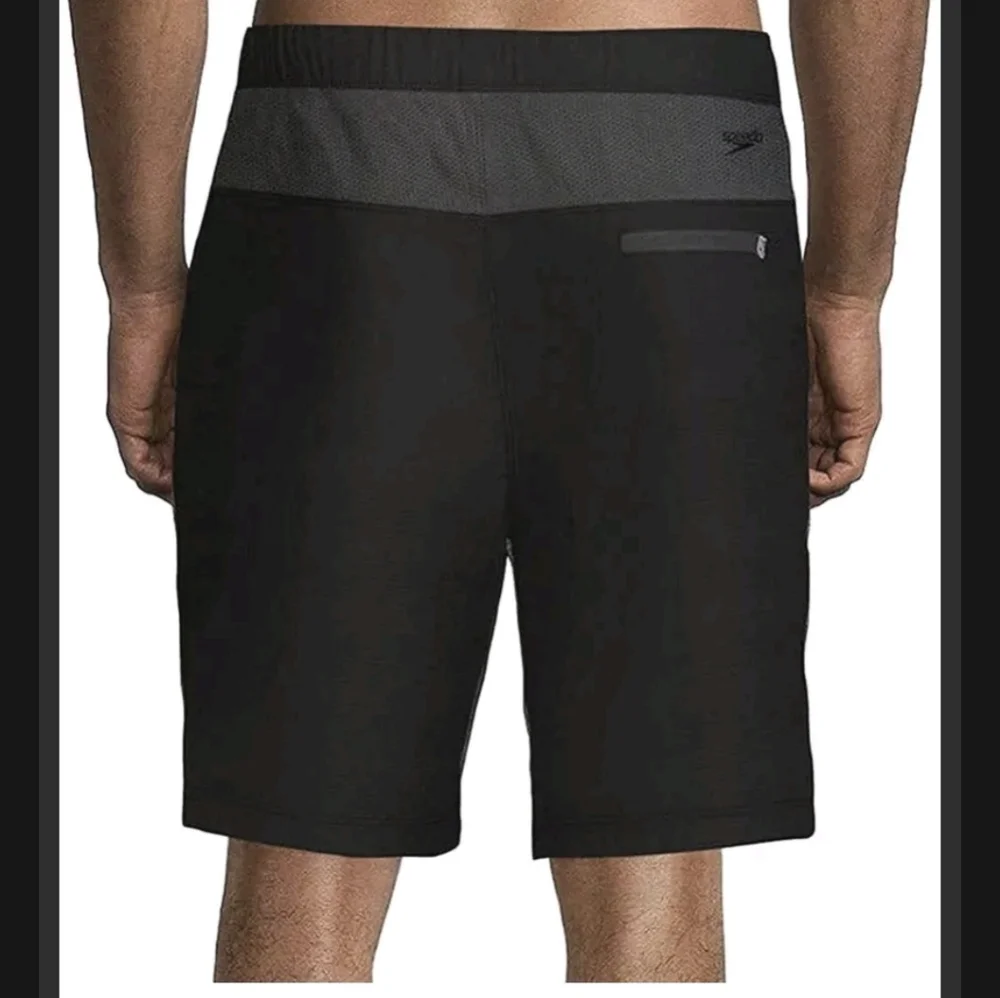 NWT Men's Speedo Tech Volley Trunks Black L - Picture 2 of 4